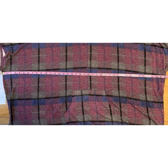 STAN HERMAN XS Purple Plaid Super Soft Luxe Knit Half Zip Poncho Pockets - Picture 8 of 8